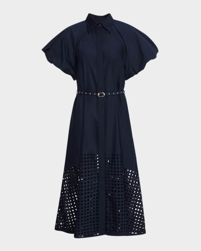 Simone Cutout Bubble-Sleeve Midi Shirtdress